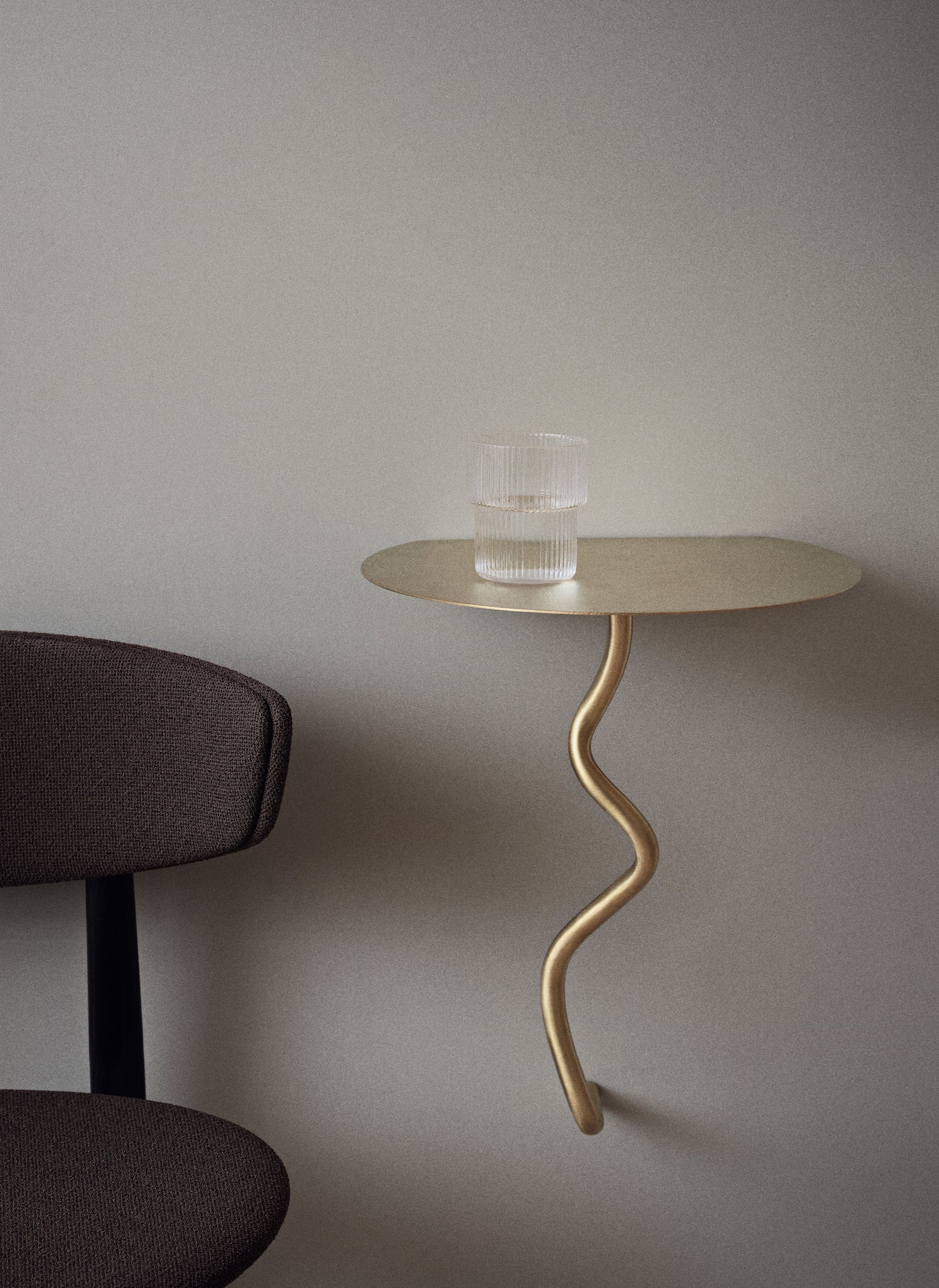 floating brass wall mounted side table from fermLIVING.