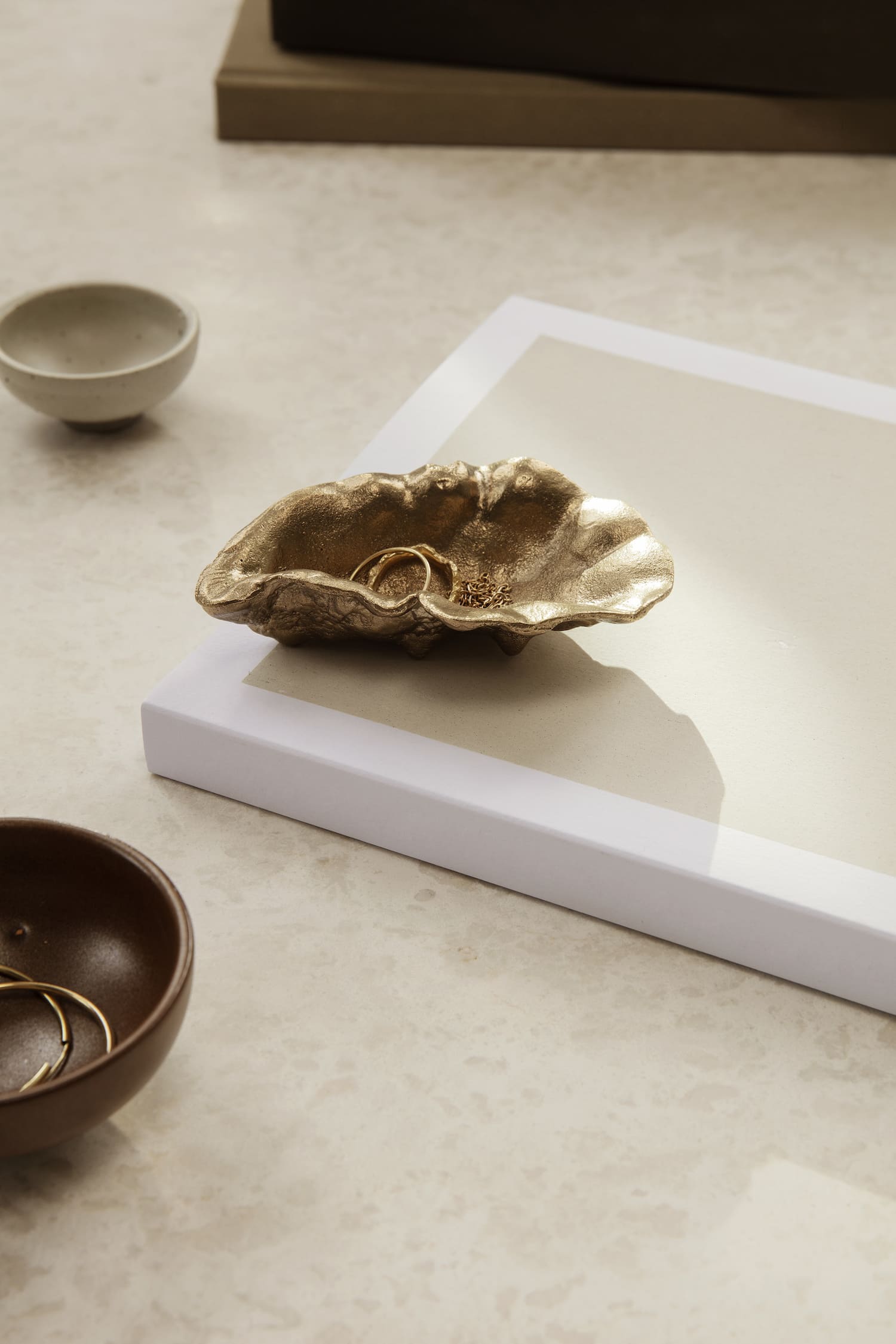 Oyster Bowl. An elegant catch-all bowl cast from a real oyster shell in 100% brass. 