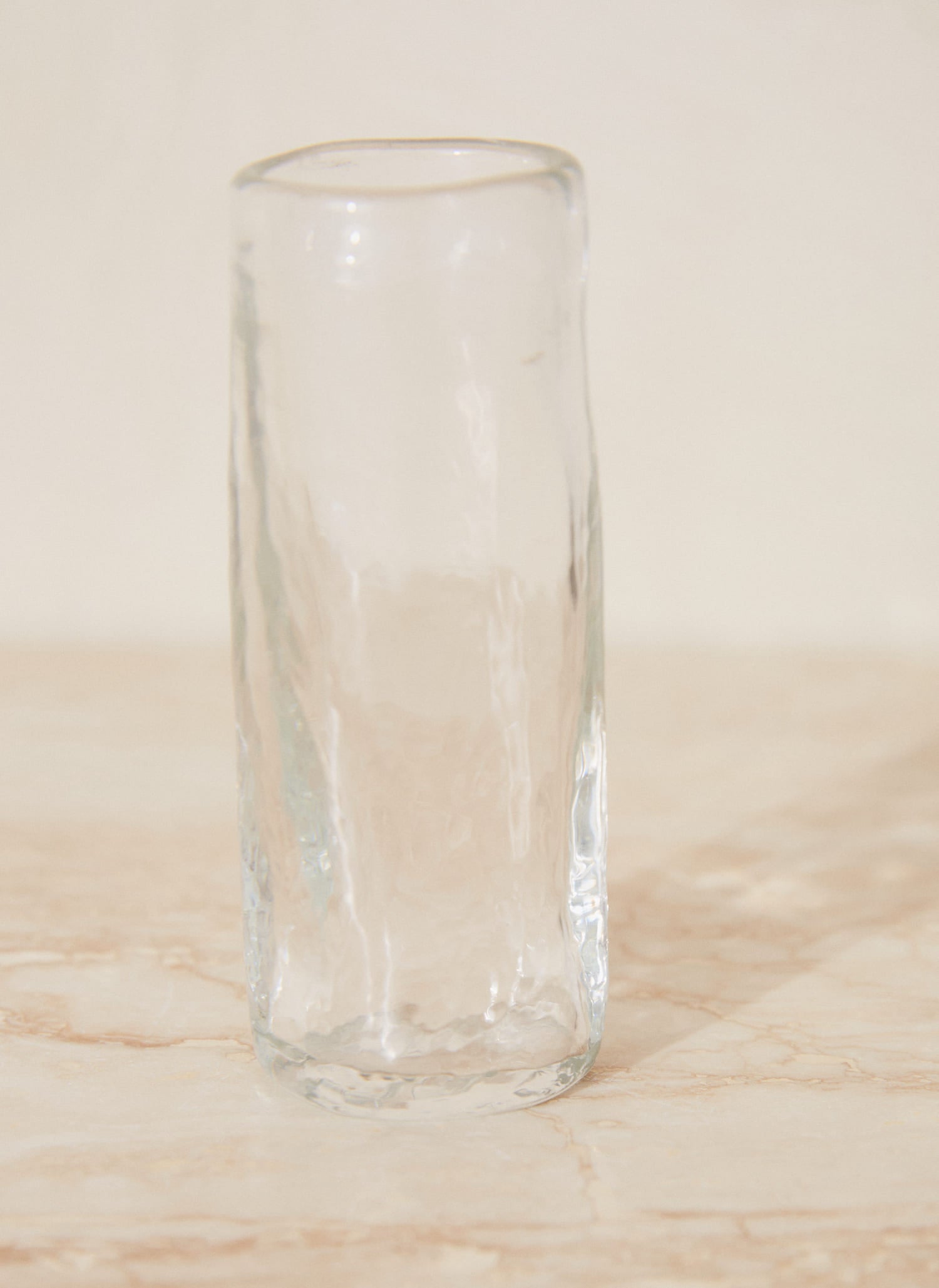Organic Shot Glass. Tall and slim handblown shot glass designed for entertaining. Made from durable, lead-free recycled glass.