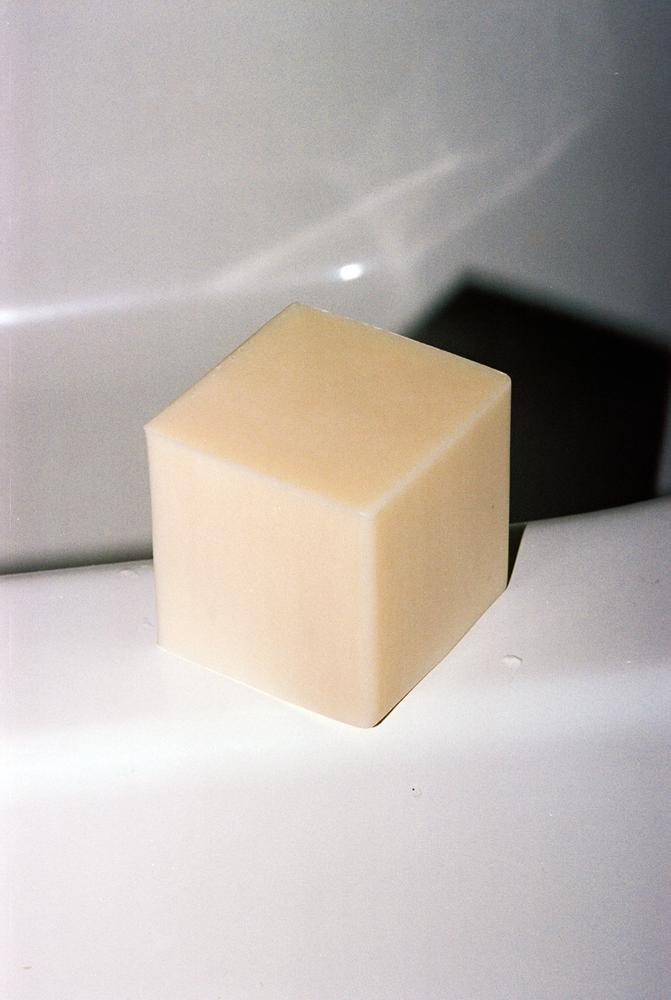 The Big Block AE GI Super Mild Soap. An oversized, cube block of mild and soothing rice milk and shea butter soap to cleans and soften delicate skin.