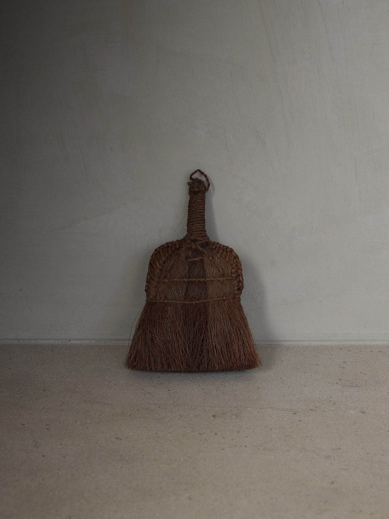 Hand Held Vintage Broom. Rare find. Natural hand held broom with a short woven handle hand crafted of fine Indian Palm fibers for a light, clean sweep.