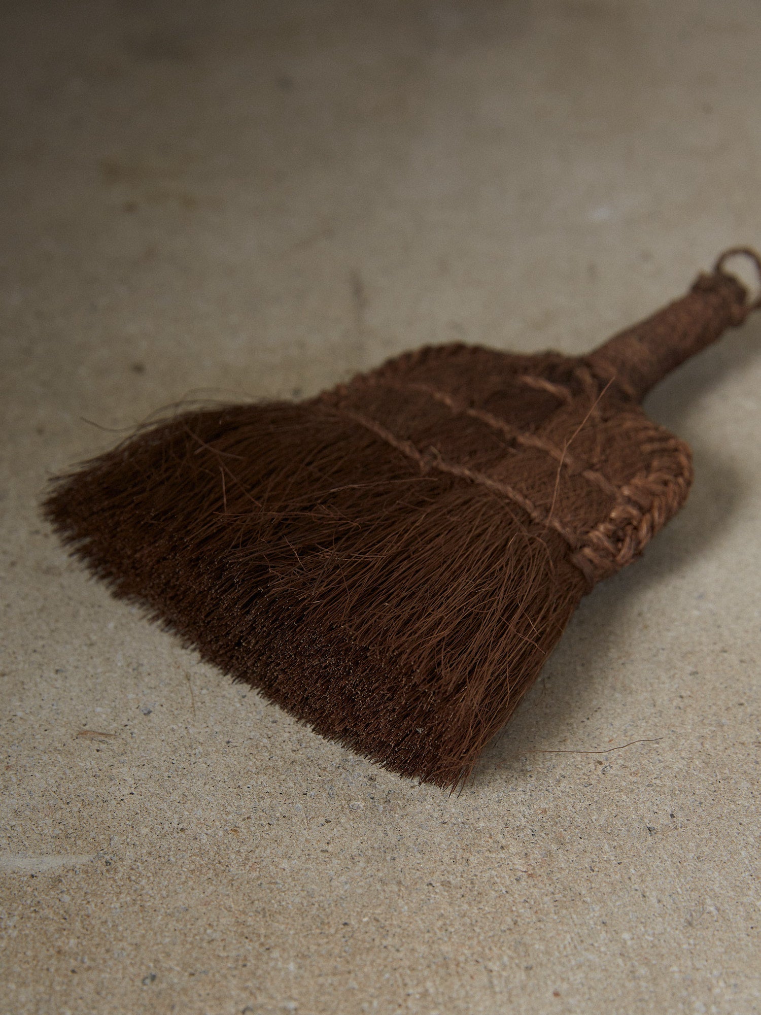 Hand Held Vintage Broom. Rare find. Natural hand held broom with a short woven handle hand crafted of fine Indian Palm fibers for a light, clean sweep.
