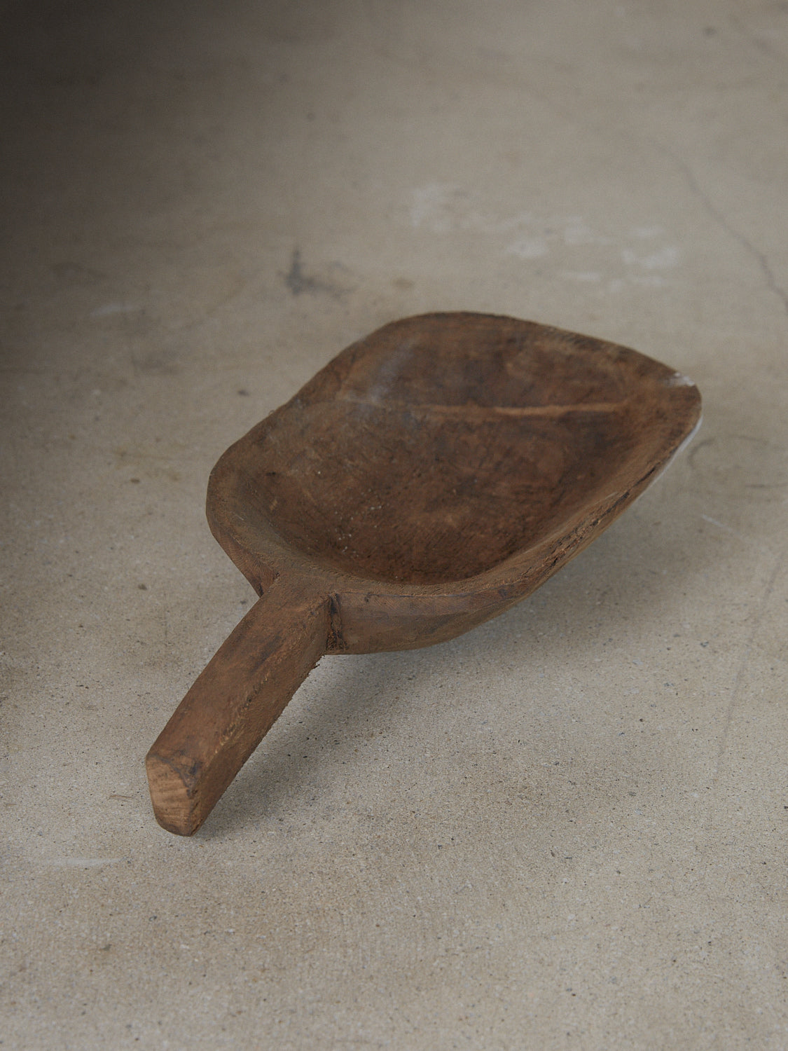 Vintage Grain Scoop. Rare find. Raw, wide African grain scoop with gently arched handle and curved rectangular bowl